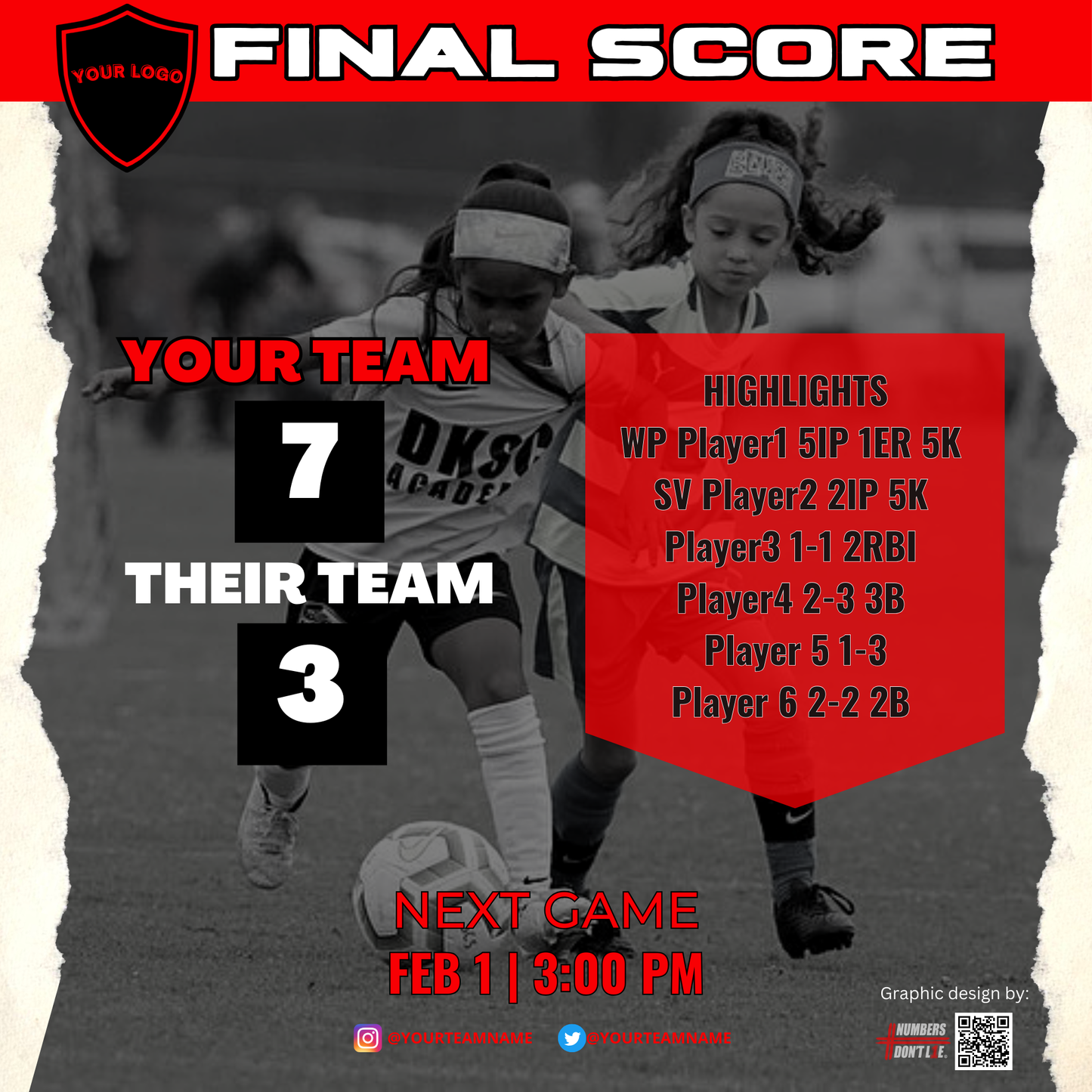 DIY Soccer Bundle - Editable Canva Templates (red and black)