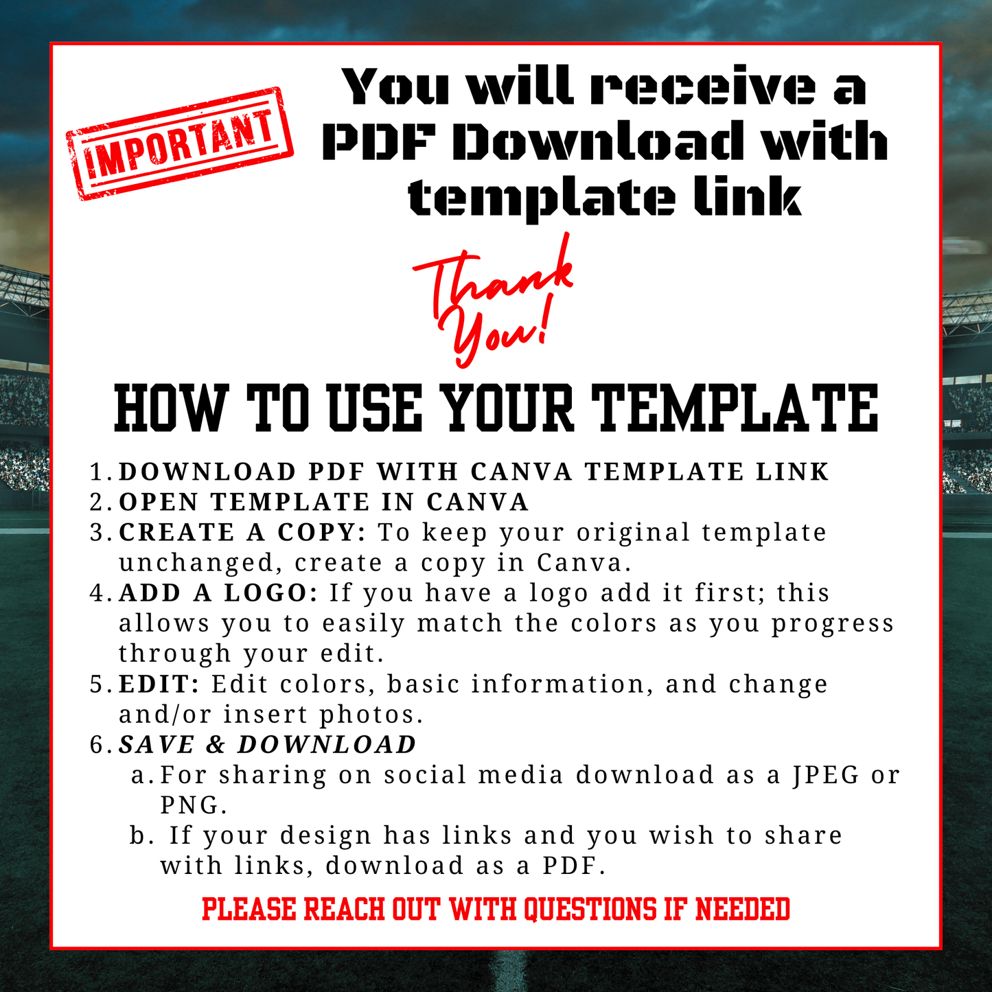 DIY Soccer Bundle - Editable Canva Templates (red and black)