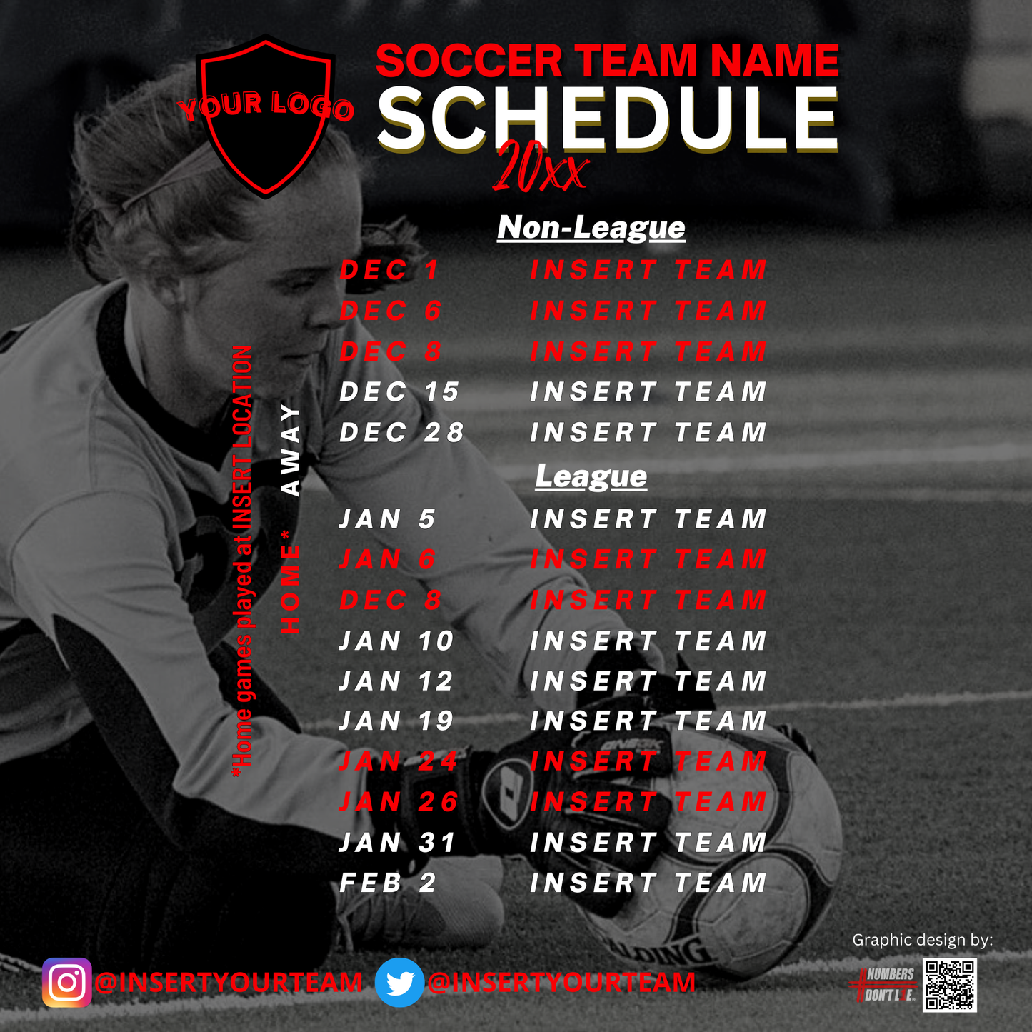 DIY Soccer Bundle - Editable Canva Templates (red and black)