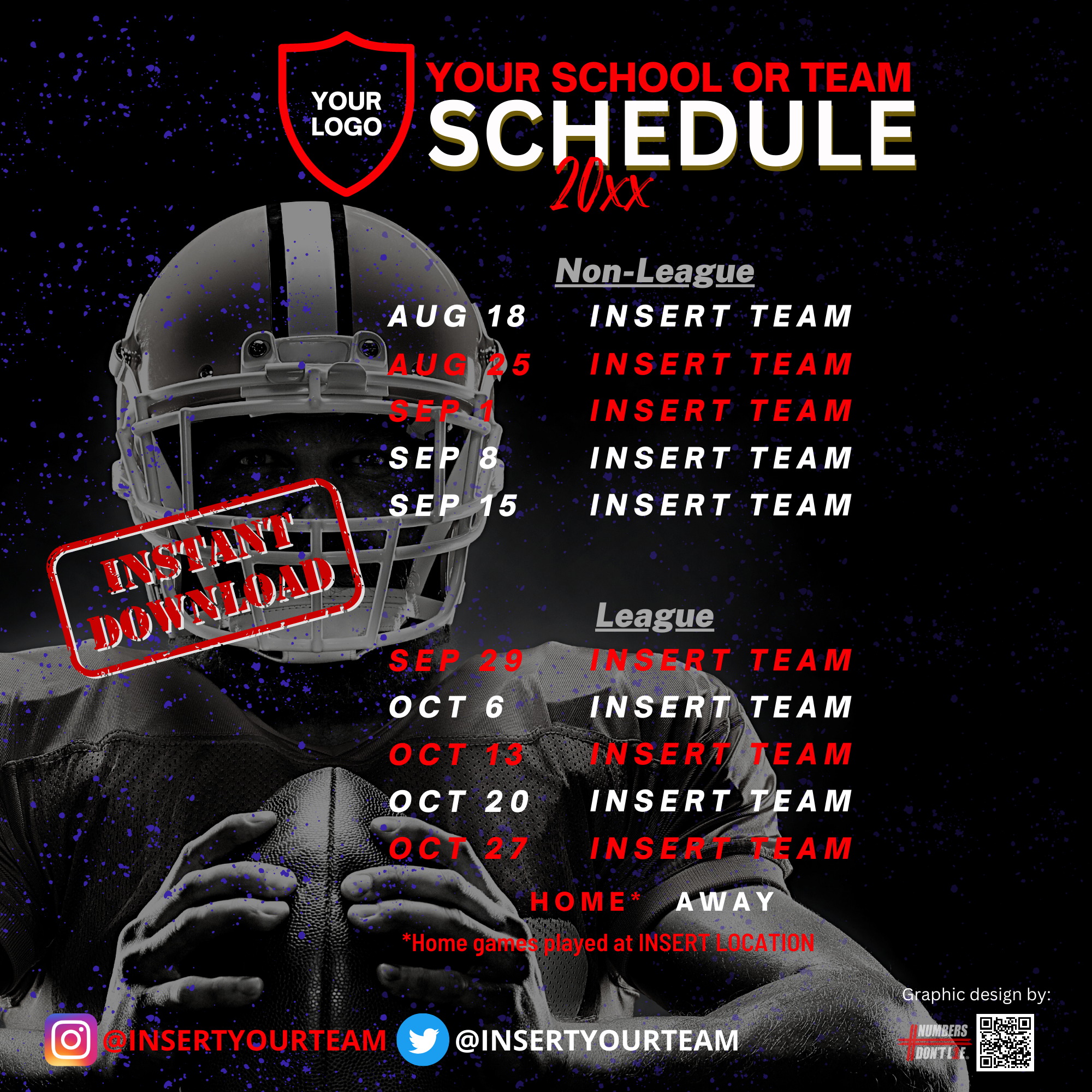 American Football Match Schedule Template