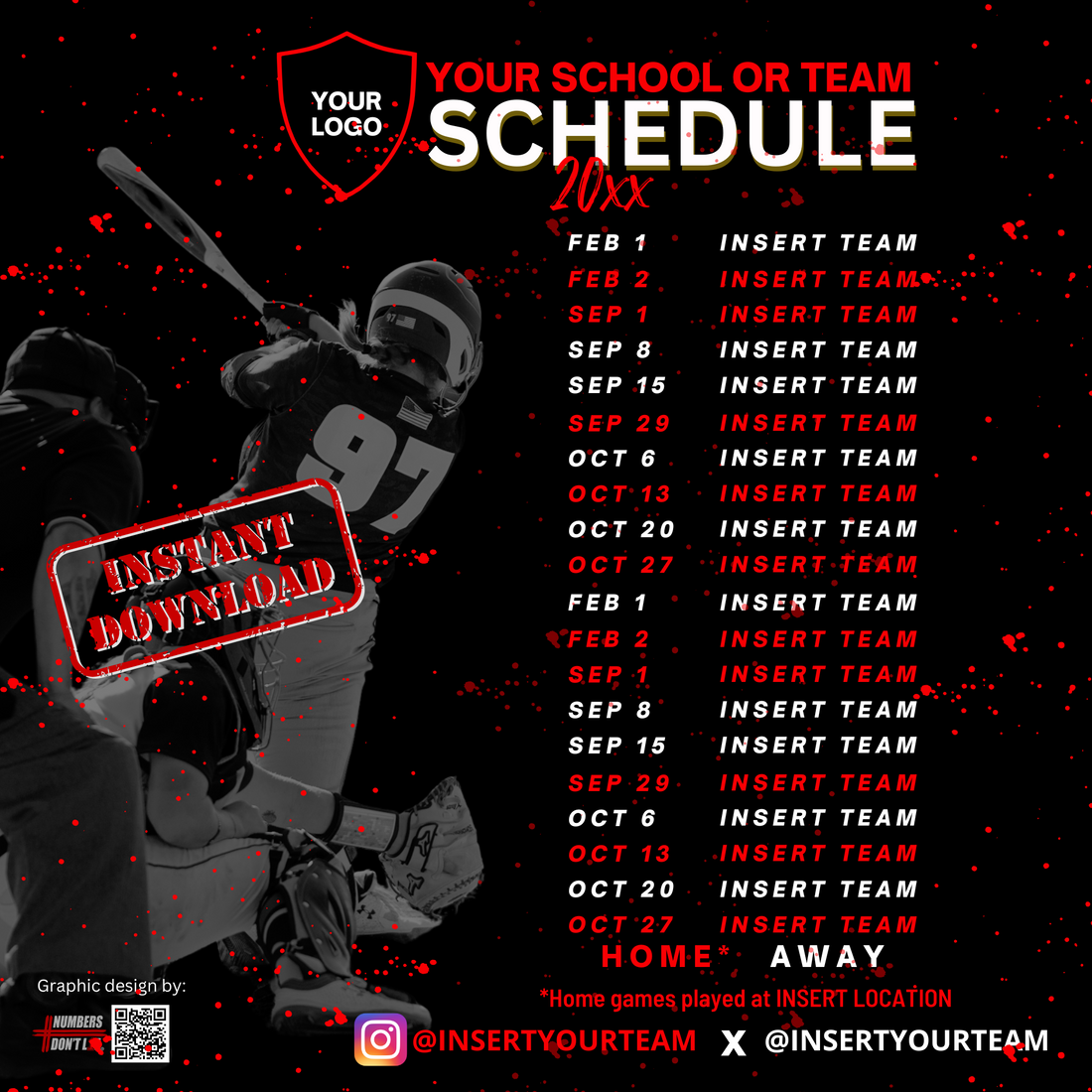 Editable softball schedule Canva template for coaches, teams and parent volunteers