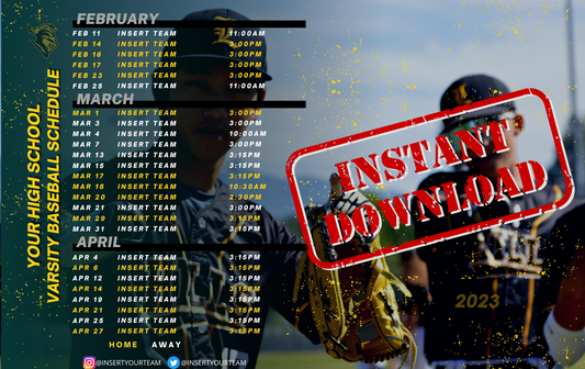 Editable Canva sports schedule graphic template for teams, coaches and athletic programs