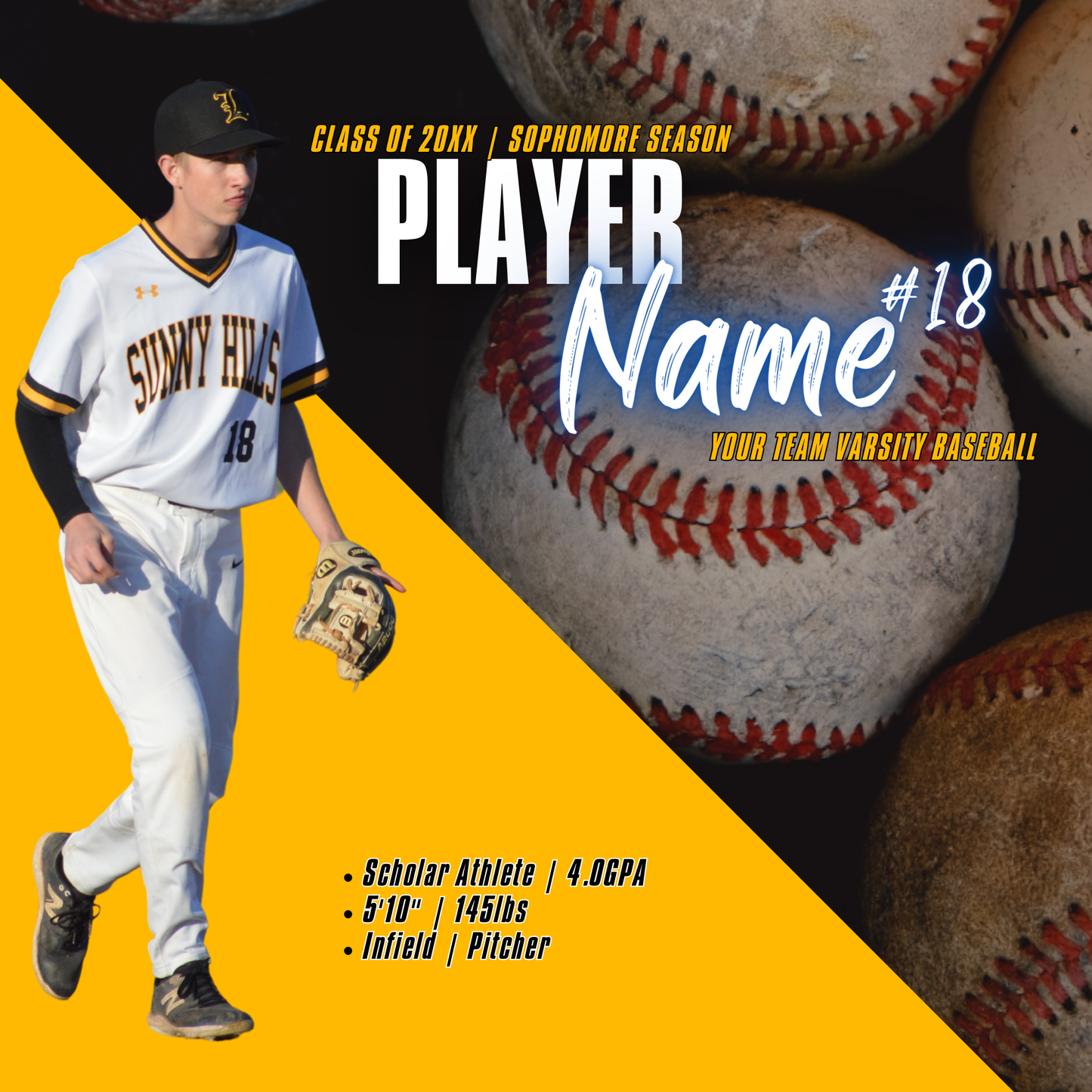 DIY Canva Editable Baseball Player Spotlight Graphic – Instant Download
