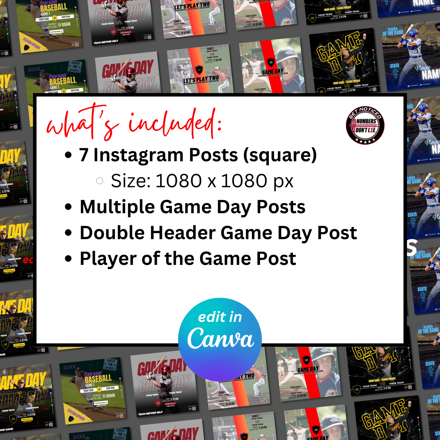 DIY Baseball Game Day Instagram Posts - DIY Templates for Coaches, Parents, and Teams