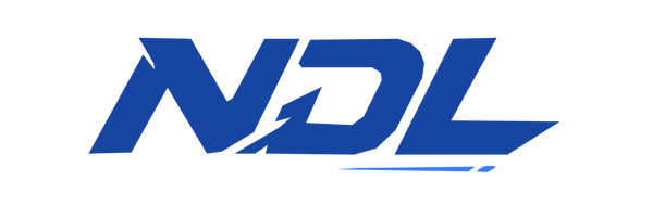 Numbers Don't Lie primary horizontal logo, cobalt with electric signature slash