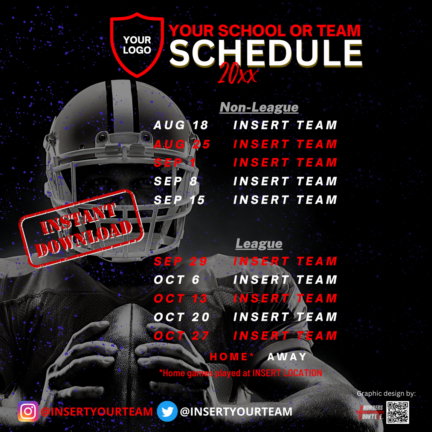 "Editable DIY Football & Multi-Sport Schedule Canva Template for Social Media Engagement