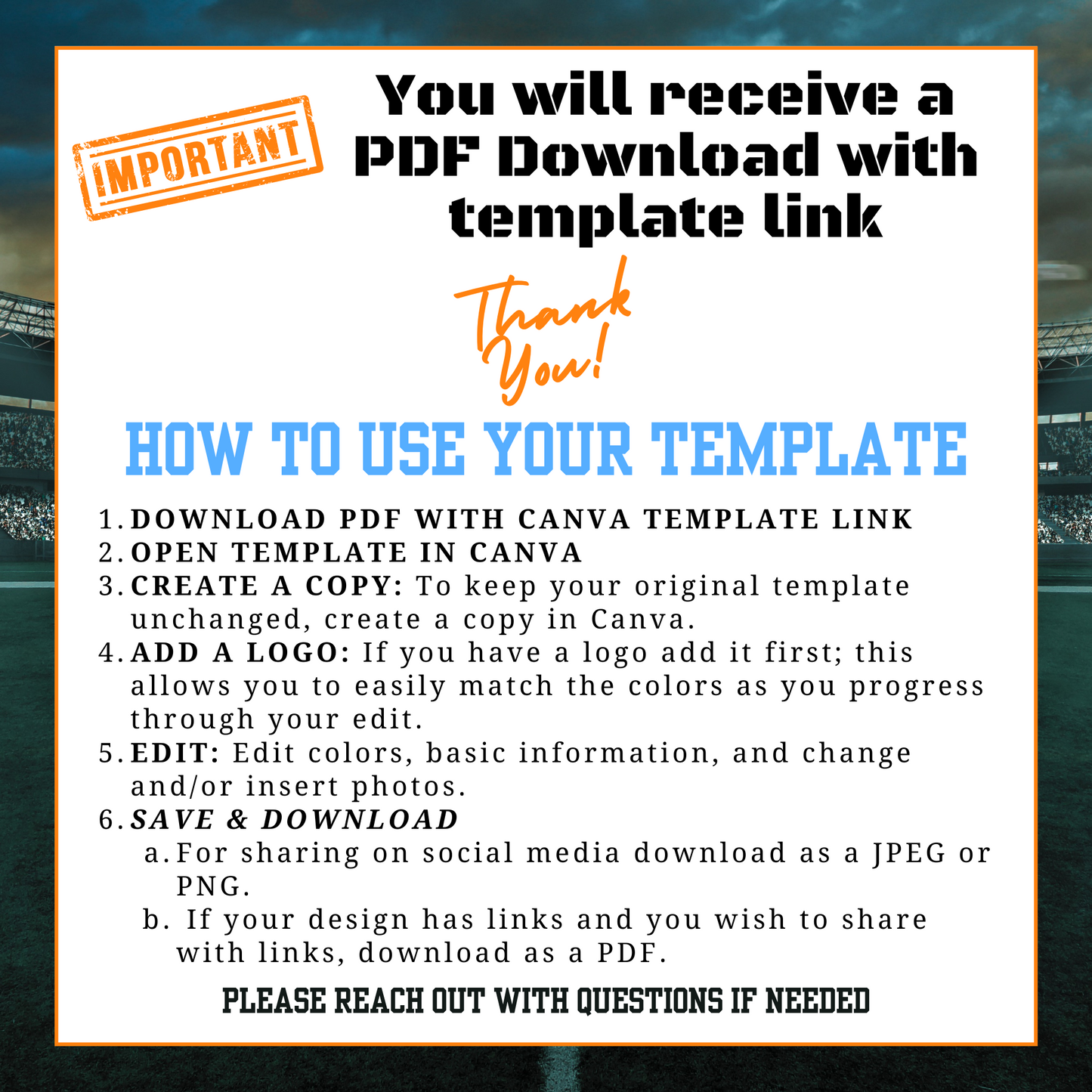 DIY Football Package - EDITABLE Canva Templates