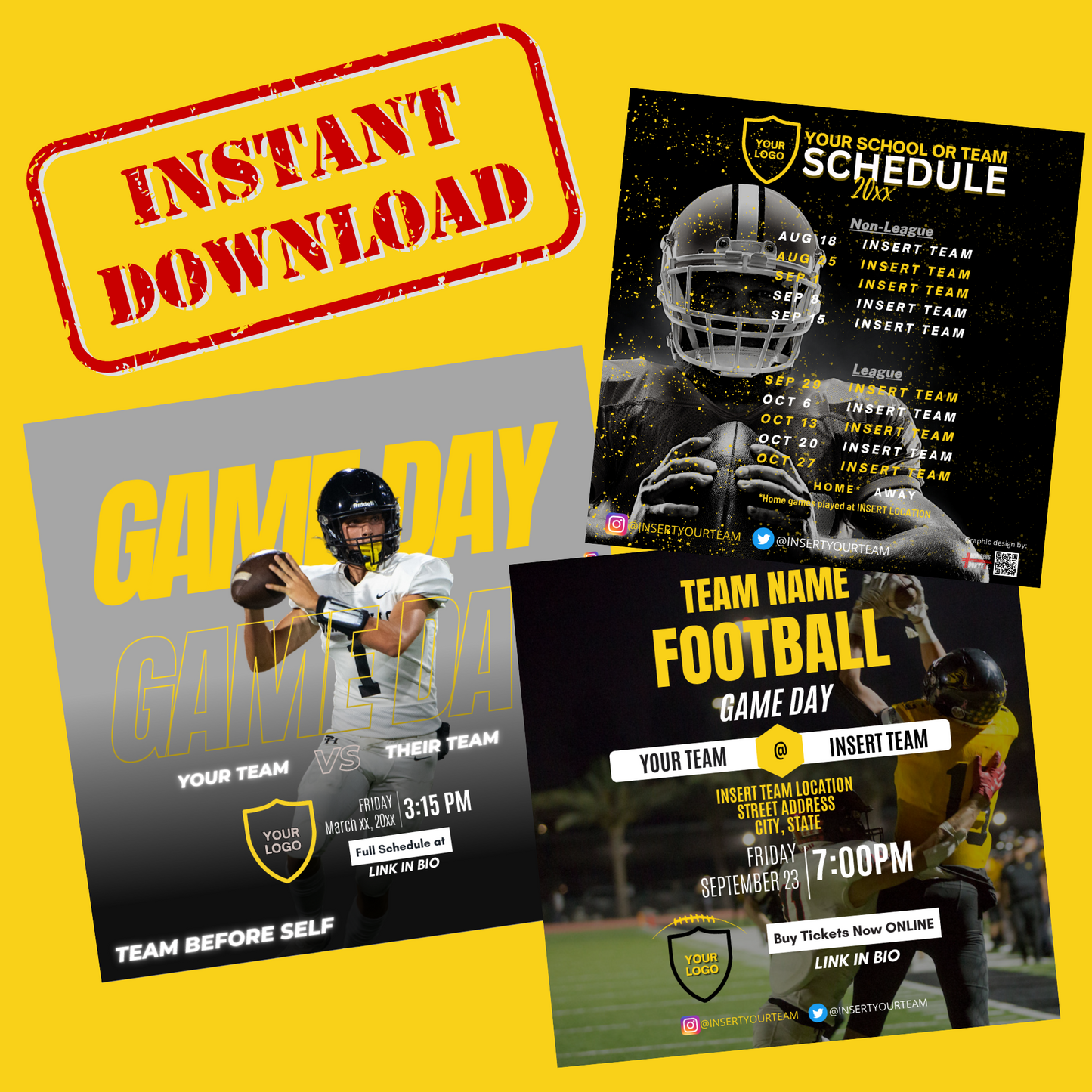 DIY Football Package - EDITABLE Canva Templates